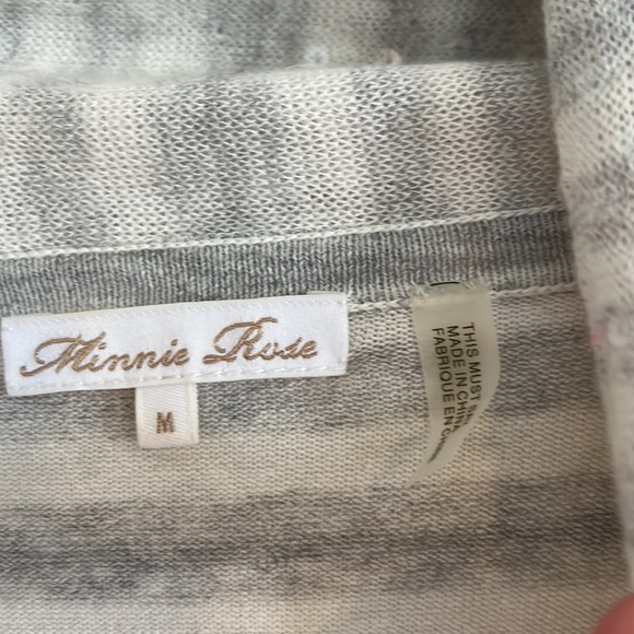 Minnie Rose open cardigan wrap white stripe, sz M - Picture 6 of 8